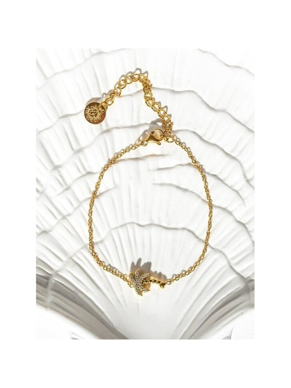 Palm Tree Ocean Charm Bracelet Anchor Fish Wave Gold Waterproof Gold Bracelet